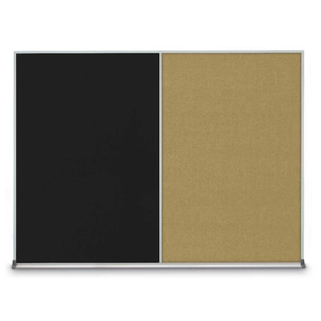 United Visual Products Triple Door Radius Plus Corkboard, 72" x UV8005PLUS-SATIN-MEDGRY